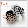 Rose flower bracelet womens leather bangle